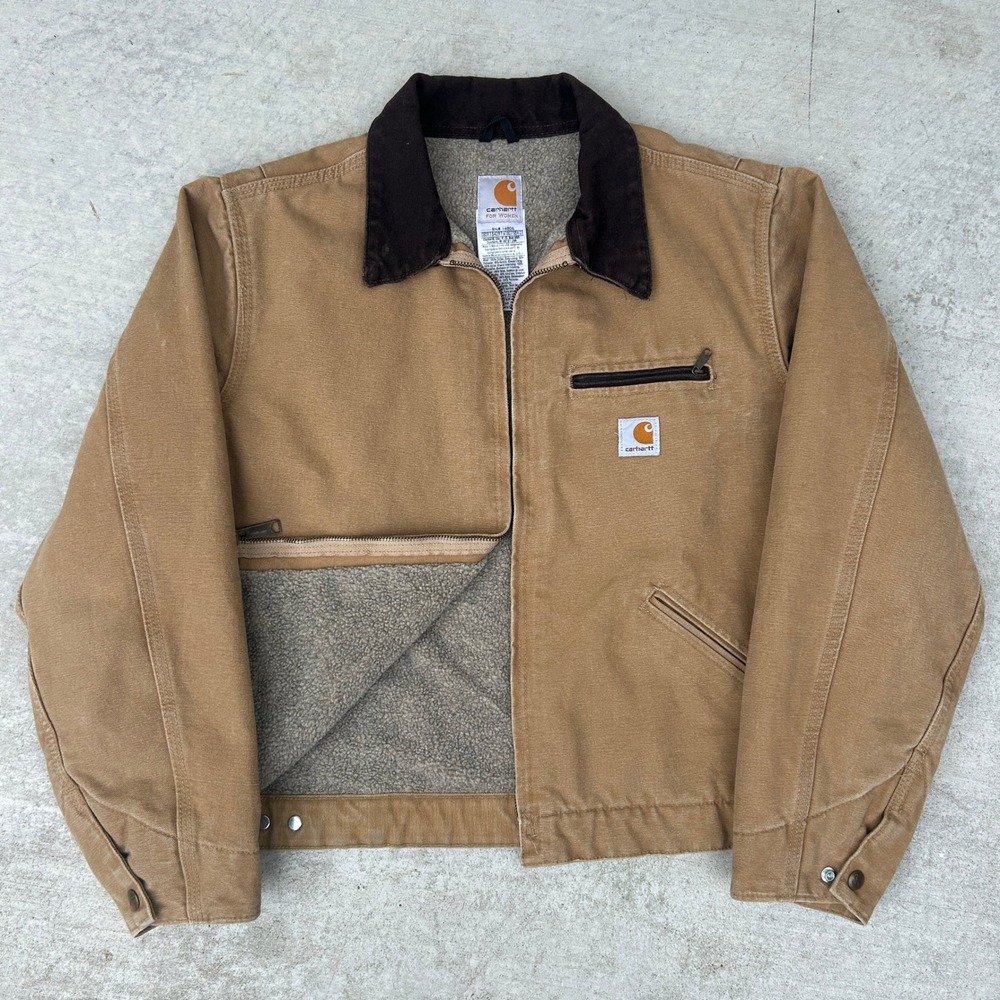 Carhartt WJ097 CML Detroit Jacket Medium Brown Vintage 90s Workwear Faded Canvas